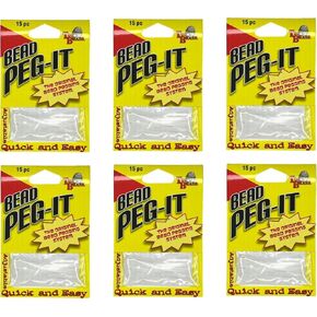 Top Brass Original Bead Peg-It – Clear, Natural Silicone Fishing Accessory/Bead Pegging System – Perfect for Bass Finesse Rigs/Salmon Egg, Steelhead, Trout Bead Rigs – Six Packages