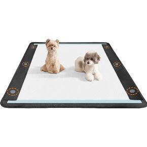 Dog Pee Pad Holder, Puppy Pad Holder, 6 Strong Magnets Clips, Indoor Dog Potty, Durable Fabric Easy Cleaning, Leak Protection Dog Potty Tray, Fits 22"x22" Pad, Black