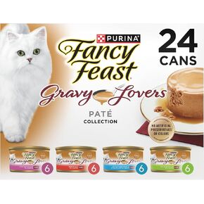 Purina Fancy Feast Gravy Lovers Variety Pack Feast Pate in Wet Cat Food Gravy - (Pack of 24) 3 oz. Cans