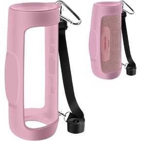 Silicone Case Cover for JBL Charge 4 Portable Waterproof Wireless Bluetooth Speaker, Travel Gel Soft Skin,Waterproof Rubber Carrying Pouch with Strap (Pink)