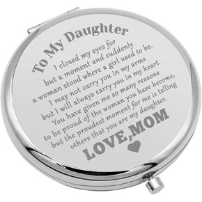 Daughter Gifts from Mom Birthday Gift for Daughter Compact Makeup Mirror for Girls Stepdaughter Inspirational Graduation Gifts Folding Makeup Mirror for Bonus Daughter Wedding Gifts for Daughter