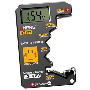 ANENG BT189 Battery Tester for AAA,AA,C,D,9V,F,6F22 Batteries,1.5V/3V Button Batteries,LCD Display Household Battery Detector,Detects Battery Power By Battery Voltage,Universal Battery Checker