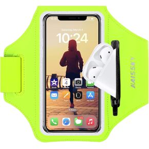 Cell Phone Running Armband with Zipper Pocket Armband Case Running Holder for iPhone 16 Pro Max/15/14 Pro Max/13/12 /11 Pro Max/XS/XR,Galaxy S20 S10,Sweatproof Arm Band with Card/Key Bag