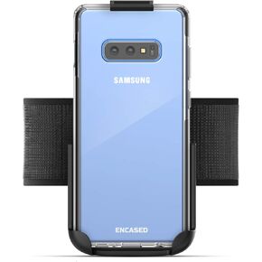 ENCASED Galaxy S10e Armband for Running, Gym Workouts & Exercise - Fully Adjustable Arm Strap Holder with Clear Phone Case (Samsung S10e) (Sweat and Water Resistant Band)