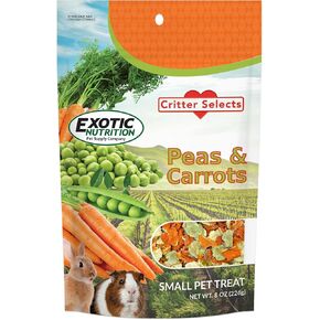 Exotic Nutrition Peas & Carrots 8 oz. - Healthy Natural Mixed Dried Vegetable Treat - for Degus, Chinchillas, Sugar Gliders, Hedgehogs, Guinea Pigs & Small Pets