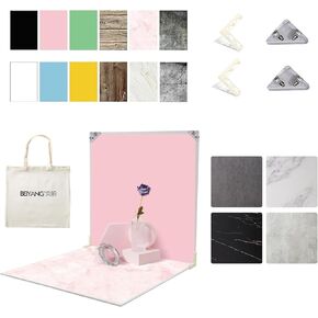5PCS 16x16 Inch Double Sided Product Photography Background Boards with 4PCS Brakets and 2PCS Pane Brackets, Waterproof Photo Backdrop Props for Food Jewelry Cosmetics