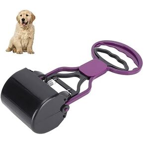 Long Handle Portable Pet Pooper Scooper for Large Small Dogs, Dog Poop Scooper, High Strength Material and Spring, Dog Poop Pick Up Tool, Great for Lawns, Grass, Dirt, Gravel, Purple