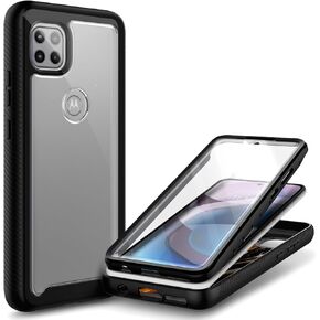 NZND Case for Motorola One 5G Ace (One 5G UW Ace) with [Built-in Screen Protector] [16FT Military Grade Drop Tested] Full-Body Protective Shockproof Rugged Bumper Case (Black)
