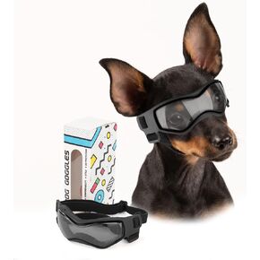 Cool Dog Goggles Small Breed, Dog Sunglasses for Small Breed UV Protection Eyewear for Small Dog Outdoor Riding Driving (S,Black)