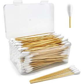 200 PCS Large Cotton Swabs in Storage Box - Dog Ear Cleaning Swabs, 6 inch Dog Ear Swab with Bamboo Handle - Big Cotton Swabs Soft and Thick, Extra Large Cotton Swabs Specially Designed for Pet Care