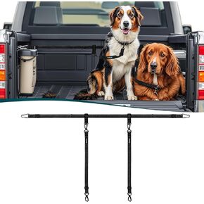 PetBonus Truck Bed Dog Leash, Dog Truck Tether Tie Down, Adjustable Safety Dog Leash for Truck, Comfortable Pick-Up Bed Restraint Lead, Ratchet Tightening Dog Car Harness Belt for One Dog