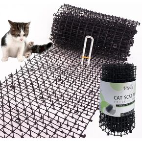 Cat Deterrent Mat(6.5ft), Cat Repellent Mat, Cat Scat Mat,Cat Spikes with 8 Staples, Scat Mats for Pets(Cats, Dogs...) for Garden