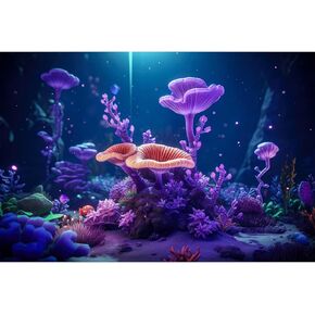 Aquarium Background Colorful Tropical Coral Reef Hard Corals Exotic Fish Terrarium Backdrop Sunlight Rays Tropical Style Landscape Tank Background Under Sea World Tank Wallpaper Vinyl 36x20in