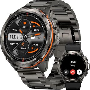 KOSPET Tank T3 Ultra 2 GPS Smart Watch for Men, Extra-Long Battery, Full Stainless Steel Body Rugged Smartwatch with Bluetooth Calling, Pressure&Altitude&Compass(2 Bands)