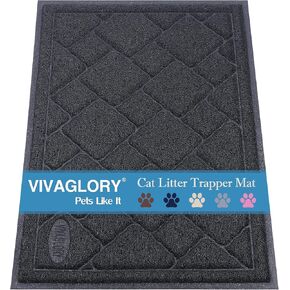 VIVAGLORY Cat Litter Mat for Catching Litter, Cats Litter Rug Catcher, Waterproof Pet Feeding Food Mats for Kitty Dog Small Animals, Non-Toxic Safety for Pets, 24"×17", Grey-Modern Pattern