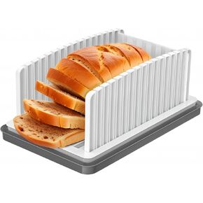 Bread Slicer For Homemade Bread， Bread Slicing Guide Guide Adjustable Width Length,Compact Bread Slicer Guide With Crumb Tray For Sourdough Round，Cakes, Homemade Sandwich Bread Slicer