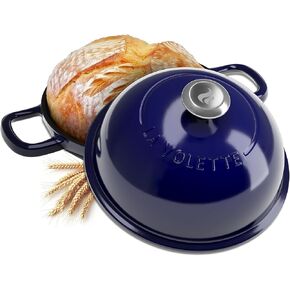 Enameled Cast Iron Bread Pan With Lid 9 Piece Complete Bread Baking Set | Dutch Oven for Bread Baking | 10 Inch Bread Oven with Lid | Thick Enamel | Silicone Baking Mat | Banneton | 6 Quart (Red)