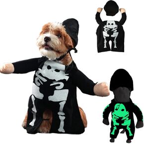 Dog Halloween Costumes, Cats and Dogs Halloween Glow-in-The-Dark Skull Costumes, Dog Costumes, Puppy Dog Costumes, Halloween Accessories, Halloween Costume for Cats, pet Clothes