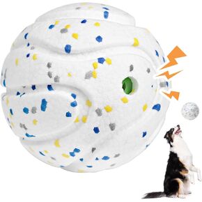 Large Szie Indestructible Dog Vocal Balls,Interactive Pet Chewing Ball for Aggressive Chewers Training Teeth Cleaning ETPU Bite Resistant Dog Chew Ball Toy for Puppy Small Medium Large Dogs (White)
