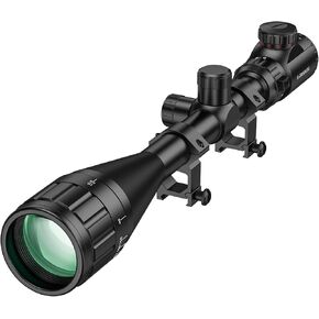 MidTen 6-24x50 AO Rifle Scope for Hunting - Red and Green Illuminated Rangefinder Reticle - 1 inch Tube Long Range SFP Scope with 20mm Scope Rings