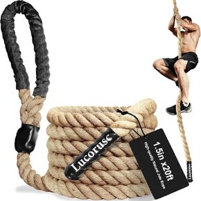 Climbing Rope 1.5" Diameter Gym Climbing Rope for Adults,20FT Length Strength Training Workout Climbing Rope,Physical Education Fitness Equipment, Home Workout