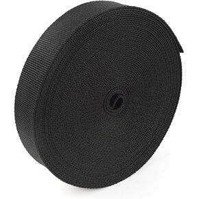 Webbing Strap 1 Inch 10.9 Yards Polypropylene Webbing Strap Backpack Straps Flat Webbing Tape Roll for DIY Crafts Pet Leash Pet Collar Heavy Duty Webbing Strapping for Outdoor Gear Repair (Black)