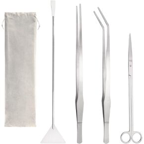 Hiceeden 4 Pcs 15 Inch Long Aquarium Aquascape Tools, Stainless Steel Aquascaping Tools Kit Include Aquarium Tweezer, Scissor, Spatula, Aquatic Plants Tool Set with Storage Pouch for Fish Tank