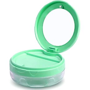 Uouovo Denture Bath Case, Definitely No-Leak, Complete Clean Care for Dentures, Clear Braces, Night Guard & Retainers, Retainer Case for Traveling, Denture Cup with Strainer & Mirror (Pink)