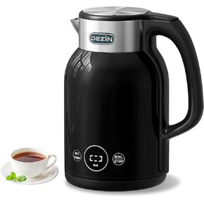 DEZIN Electric Kettle Temperature Control, 1.7L Stainless Steel Electric Tea Kettle with LED Display, 1200W Rapid Boil, 12H Keep Warm, 9 Presets Modes Hot Water Boiler Heater for Tea, Coffee, Black