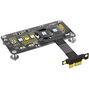 3 in 1 Combo M.2(NGFF) NVME M-Key SSD to PCI- E 1X Extension Cable with Cooling Fan and Automatic Discoloration LED
