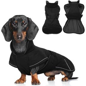 T'CHAQUE Dachshund Coat Waterproof Dog Winter Coat for Dachshund Clothes for Reflective Dog Jacket Sausage Dog Fleece Cold Weather Coat Mini Dachshund Clothes Dog Snowsuit with Warm Fleece Lining