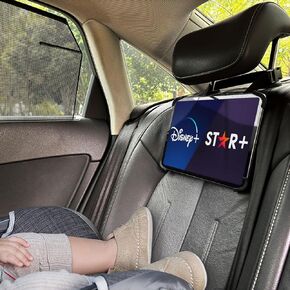 Car Tablet Holder Compatible With iPad Galaxy Fire, Car Headrest Mount Organizer Case for Rear and Forward Facing Kids Baby, Road Travel Trip Essentials for Children, Fits All 7"-12.9" Tablets (Black)