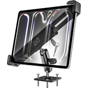 woleyi Anti-Theft Locking Car Tablet Holder - Heavy Duty Drill Base Tablet Security Mount for 9-14" iPad Pro, Air, Surface Pro, Go, Galaxy Tab, Car Tablet Mount for Truck/Business Vehicle/Desktop/Wall