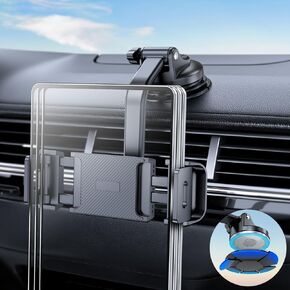eSamcore Tablet Holder for Car Dashboard, Windshield Mount Holder for iPad & Foldable Phone Stand with Stable 360° Adjustable Clamp Car Gadgets & Accessories for iPad Air Pro Mini All 6"-11" Devices