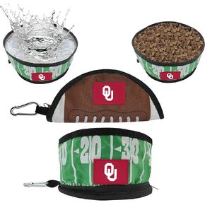 NCAA Michigan Wolverines Collapsible Dog Travel Bowl, Food and Water Bowl for Dogs & Cats. Best Portable & Lightweight Leak-Proof Pet Bowl for Travel with Football Field & Pebble-Grain Design.