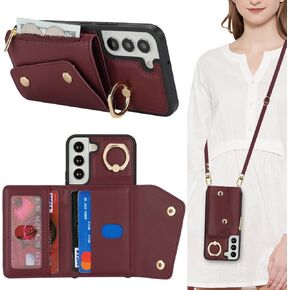 for Samsung Galaxy S22 Ultra Case with Card Holder and Strap - Zipper Pocket,Crossbody Lanyard Strap,Credit Card Holder,Stand Ring,Cute Phone Wallet Case for Women(Black Leopard,6.8 Inch)