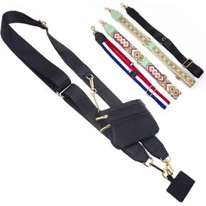 Clip and Go Strap for Phone with Wallet Crossbody, Phone Strap with Zippered Pouch,Adjustable Phone Strap, Phone Wallet with Strap