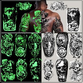 Glow Under Blacklight Neon Music Party Temporary Tattoos-70+ Styles Rock&Roll Disco Fantastic Fluorescence Waterproof Glow in the Dark Tiny Tattoo Stickers for Women Men Adults-Rave Party Supplies