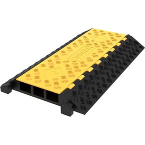 VEVOR 3-Channel Rubber Cable Protector Ramps Heavy Duty 44000Lbs Load Capacity Cable Wire Floor Cord Cover Ramp Speed Bump Driveway Hose Cable Ramp Protective Cover