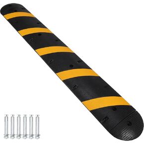 84'' Rubber Speed Bump, 2 Channel Modular Heavy Duty Speed Bumps Humps 25000 lbs Load Capacity, Cable Protector Ramp with 2 End Caps for Asphalt Concrete Gravel Driveway Road