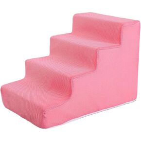 High Density Pet Steps Ladder, Balanced Pet Steps, Non Slip Pet Ladder, Cat Ramp for Car, High Beds, Sofa, Couch, Climbing, Pink 3 Steps