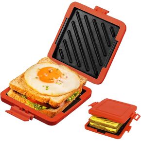 Microwave Toastie Maker, Microwave Toaster Sandwich Maker, Grilled Cheese Maker, Microwave Grill Tray Crisper, NO Electricity, Fast Heat, Dishwasher Safe