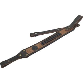 CALYX Hunting Rifle Bandolier Sling Canvas & Leather Gun Strap with Cartridge Ammo Holder for 1 inch Gun Swivel 308 223 30-30 30.06 45-70 357