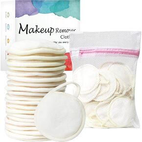 NUGILLA | 18 Packs Reusable Makeup Remover Pads with Washable Laundry Bag | Microfiber Cleansing Facial Rounds Wipes Eyes/Lips Clean for Women Men | Eco-Friendly Gifts