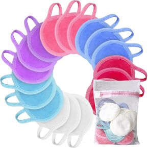NUGILLA | 18 Packs Reusable Makeup Remover Pads with Washable Laundry Bag | Microfiber Cleansing Facial Rounds Wipes Eyes/Lips Clean for Women Men | Eco-Friendly Gifts