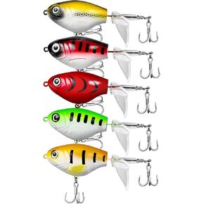 12g 15g Topwater Fishing Lures, Top Water Bass Fishing Lures, Fishing Lures Bass Lures with Storage Box, Fishing Lures for Bass Catfish Pike Perch with Rotating Tail Freshwater or Saltwater