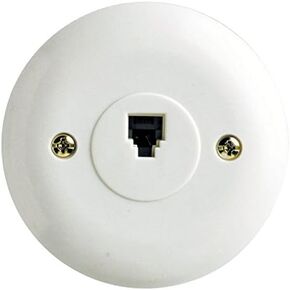AUDIOVOX TP248WHN Round Wall Phone Jack, White