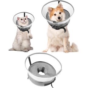 Dog Cone Collar, Inflatable Dog Cone After Surgery for Small Medium Large Dogs, Soft Dog Cone of Alternative with Enhanced Anti-Licking Guard Shield for Pets (Blue, M (Neck: 9"-12"))