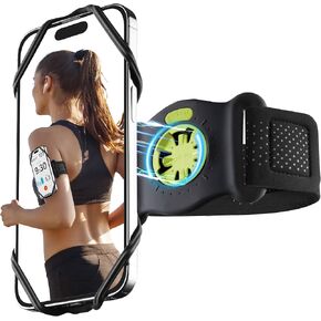 Bone Run Tie Connect Kit 2 Magnetic, Phone Holder for Running, 360°Rotation & Quick Release Sports Armband for iPhone 15 14 13 12 Pro Pro Max XS XR Samsung Galaxy, Fits 4.7"-7.2" Phone