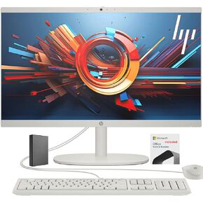 HP Newest Version All-in-One Desktop| 22" FHD Display| Intel Celeron Processor| 32GB RAM| 512GB PCIe SSD| 100GB External Drive + Microsoft Office License| KB&Mouse| WiFi6| Windows 11
